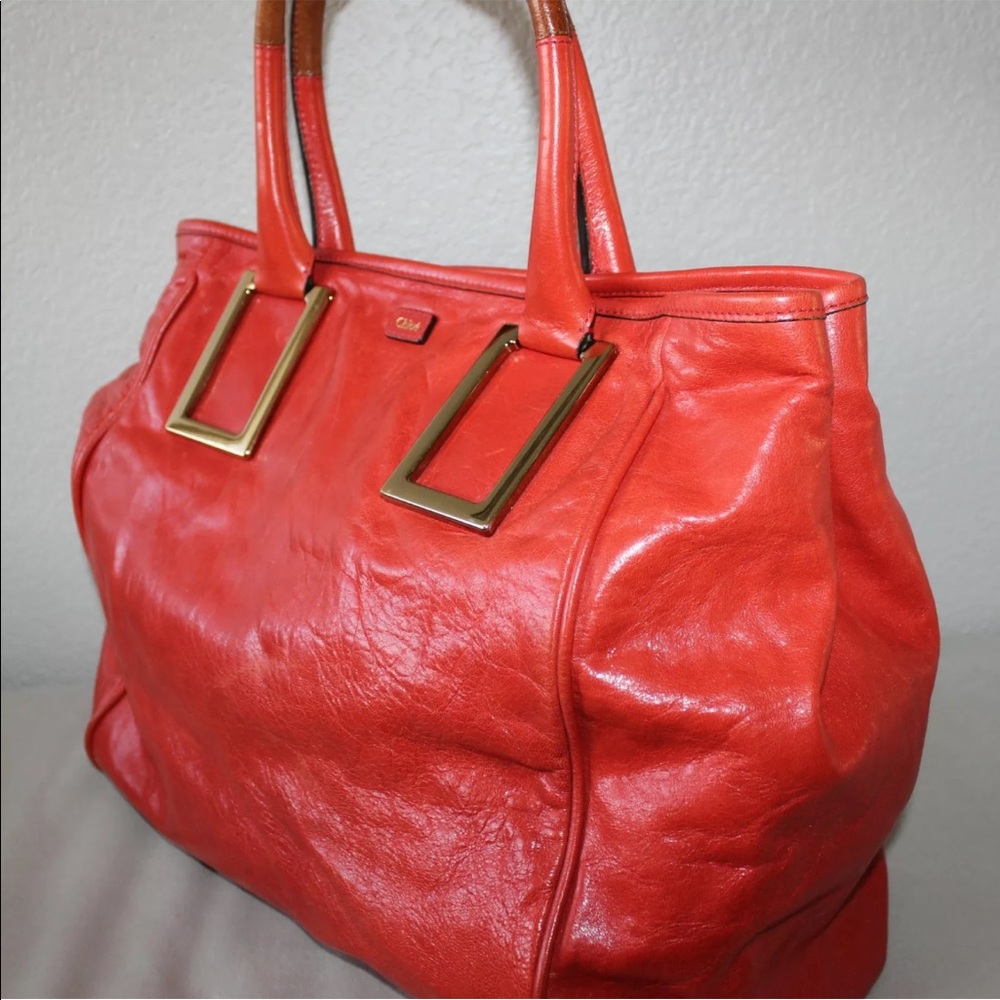 Chloe Women's Ethel Orange Leather Satchel / Bag / Purse 100% Authentic